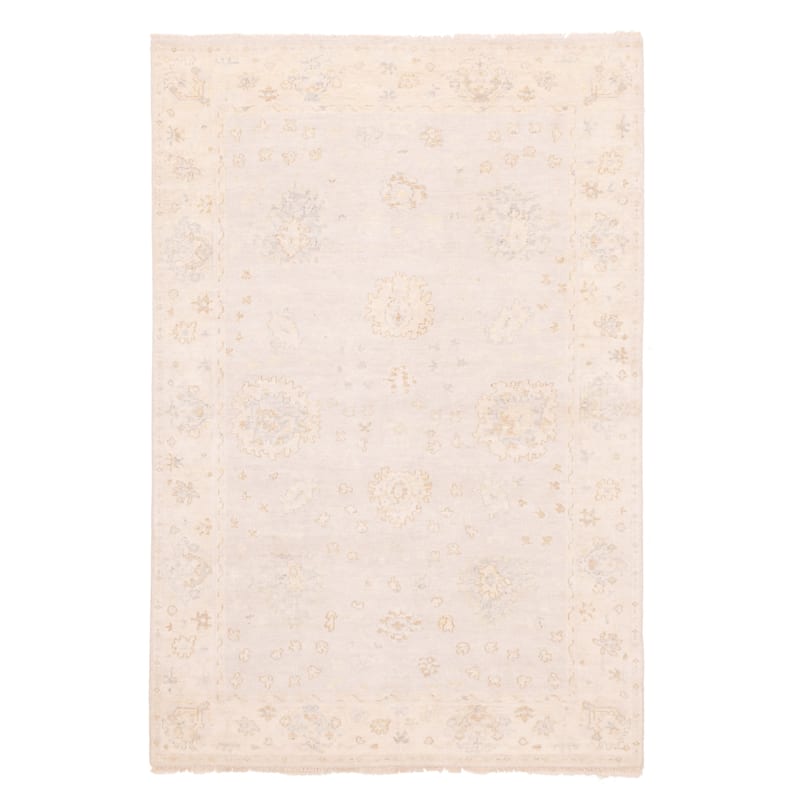 ECARPETGALLERY Hand-knotted Modern Oushak Light Grey Wool Rug - 6'0 x 8'10