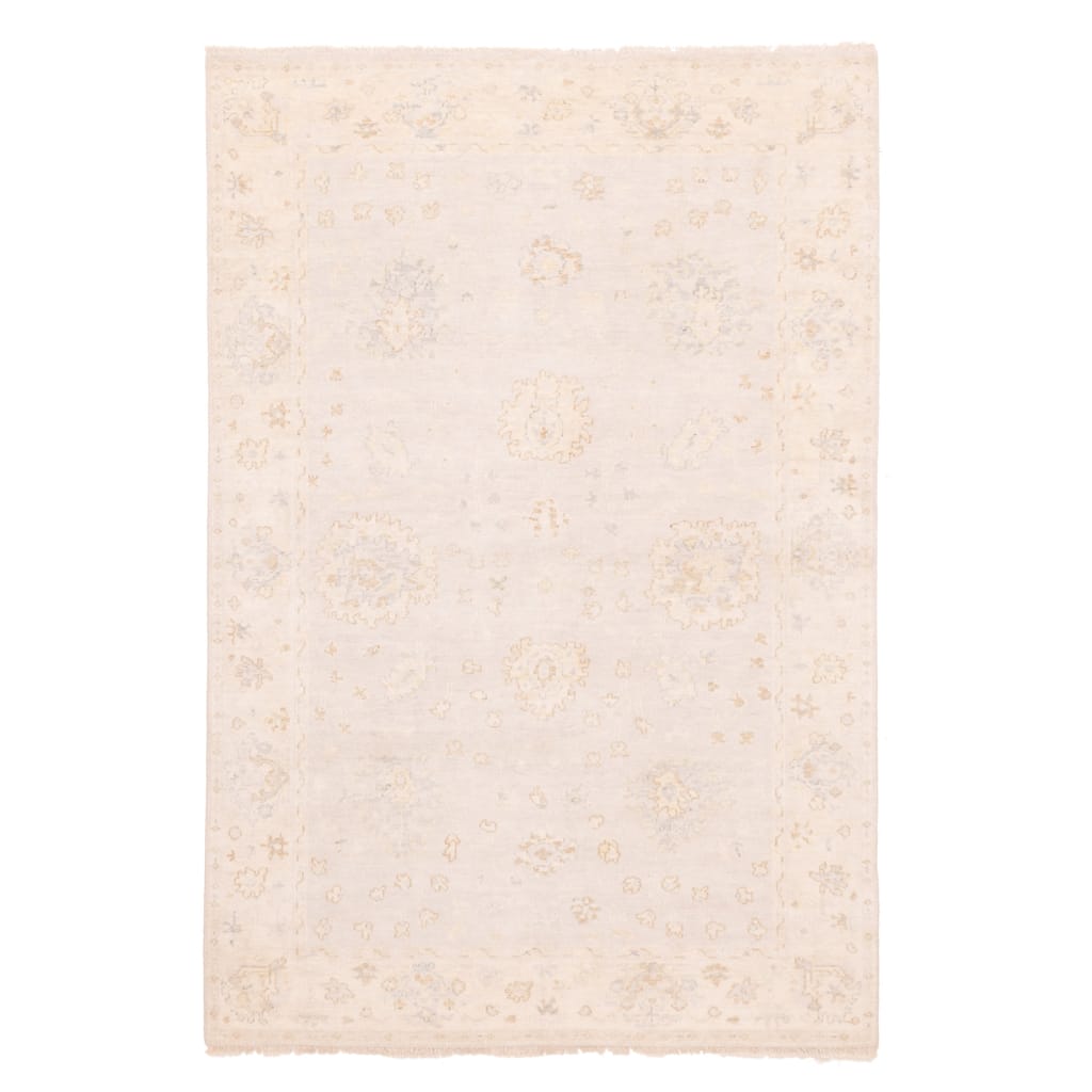 ECARPETGALLERY Hand-knotted Modern Oushak Light Grey Wool Rug - 6'0 x 8'10