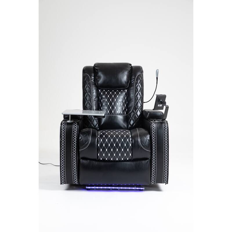 Leather Zero Gravity Recliner Chair with Infinite Position, Smart Cup Holders, and LED Lighting