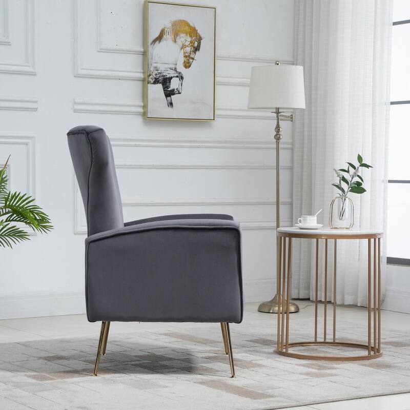 Wingback Upholstered Velvet Armchair - 41.25" - Gray