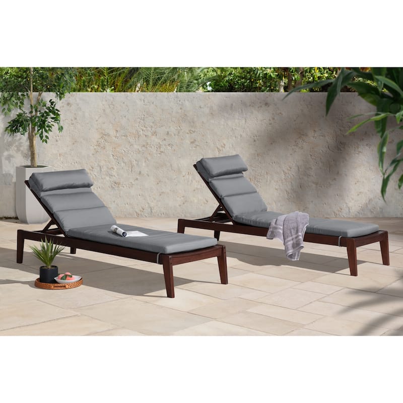 Vaughn 2 Piece Eucalyptus Outdoor Patio Chaise Lounges