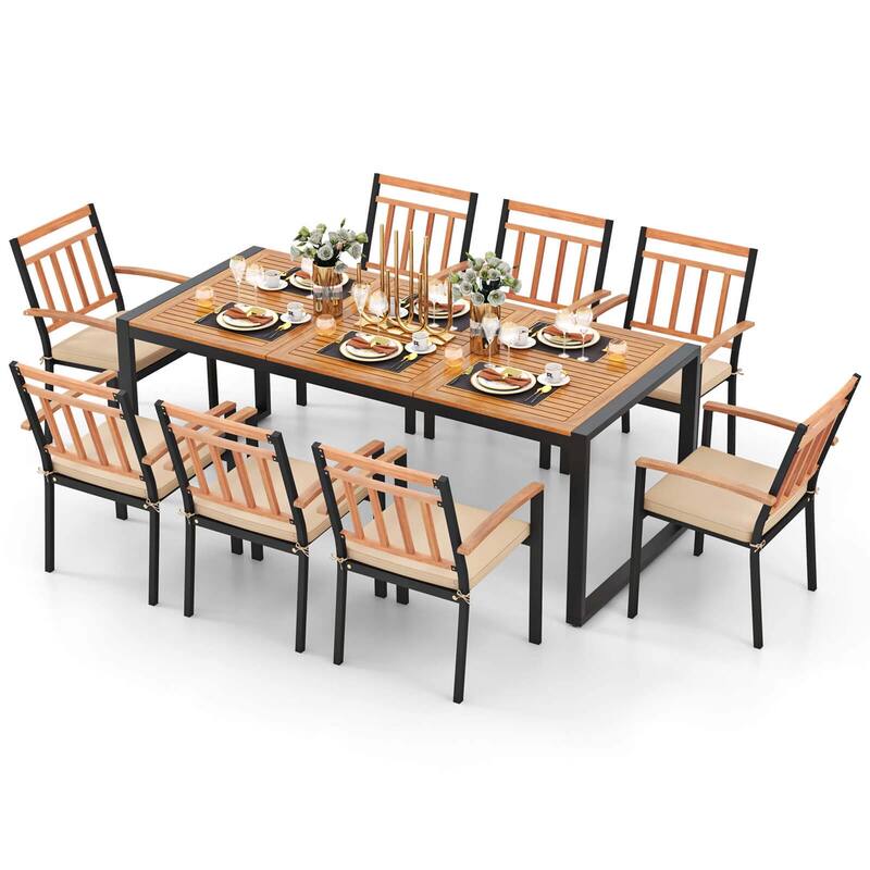 Costway 9 Pieces Patio Dining Set with Soft Cushions and 1.9" Umbrella - See Details