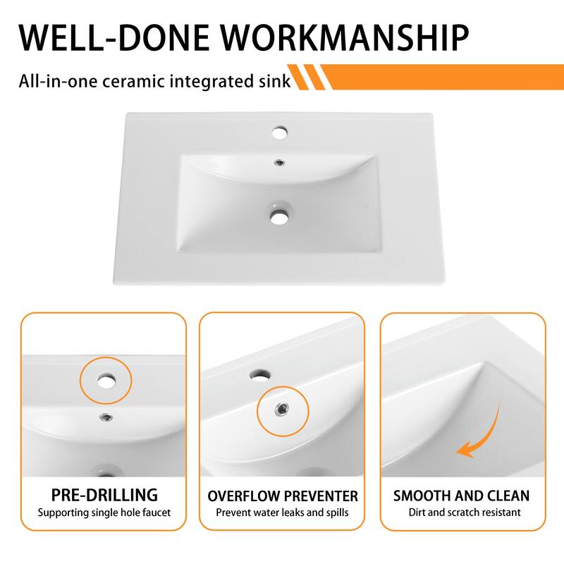 Bathroom Vanity With Sink In 24/30/36 Inch, Floating Bathroom Vanity With Soft Close Door