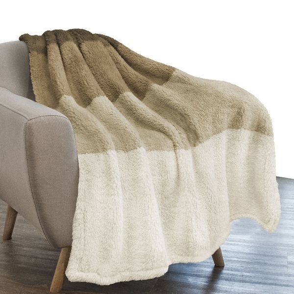 Sherpa Fleece Ombre Throw Blanket Taupe On Sale Bed Bath