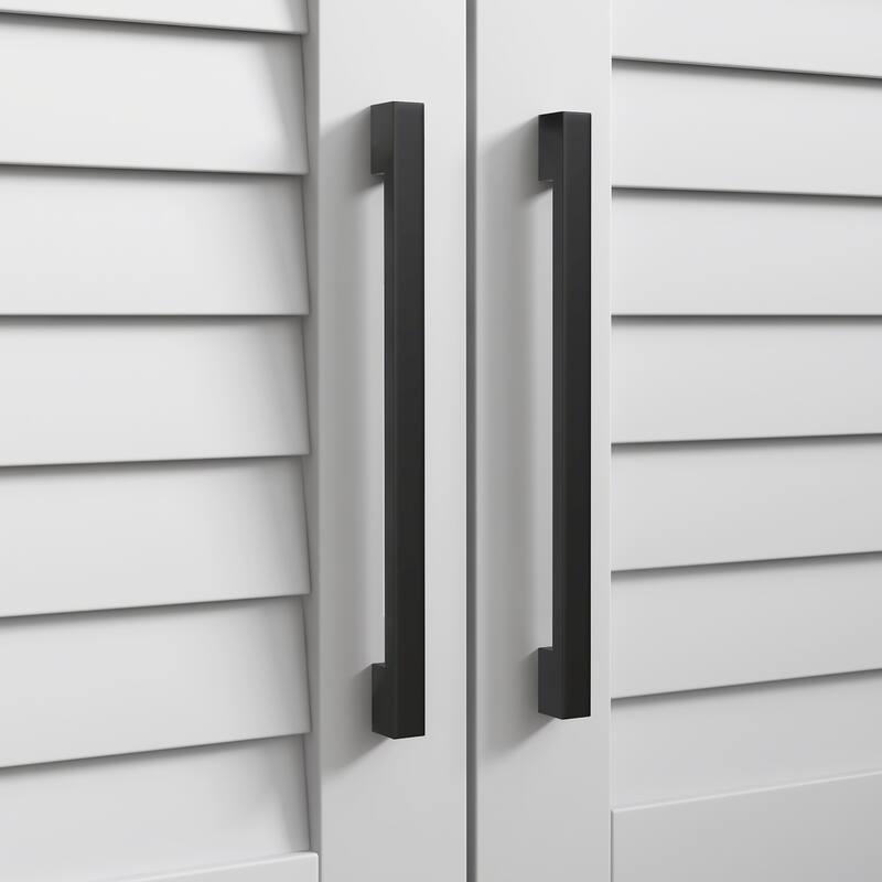 Shutter Doors Shoe Bench, Entryway Bench with Hidden Compartments