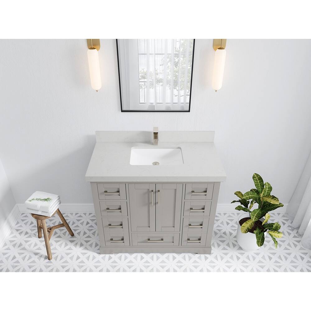 Willow Collection 42 in W x 22 in D x 36 in H Boston Single Bowl Sink Bathroom Vanity with Countertop