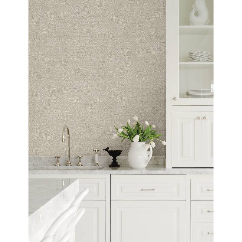 Chesapeake Harrison Pewter Swirling Geometric Wallpaper