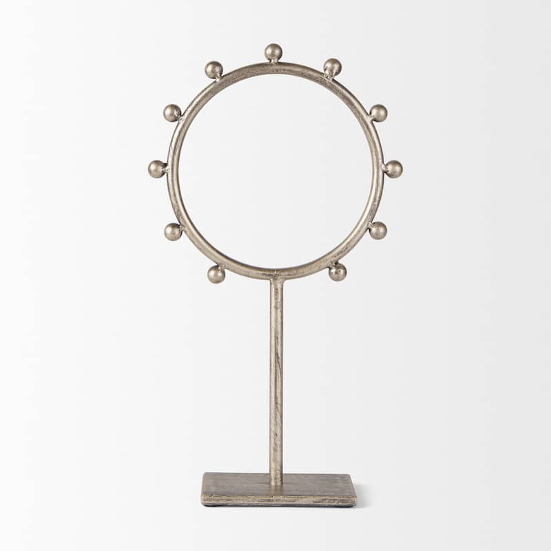 Elio 7.5L x 3.0W x 13.2H Small Champagne Metal W/Studs Round Decorative Object - 7.5L x 3.0W x 13.2H