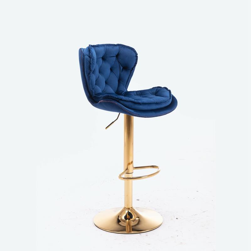 Set of 2 Bar Stools With Golden Base