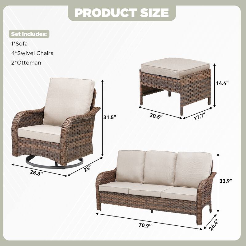 Pocassy Outdoor Patio Furniture Set PE Wicker Sofa Set