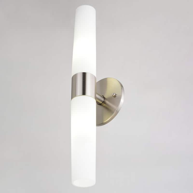 Elliot 2 Light LED Compatible Contemporary Bathroom Vanity Wall Sconce Fixture White Glass