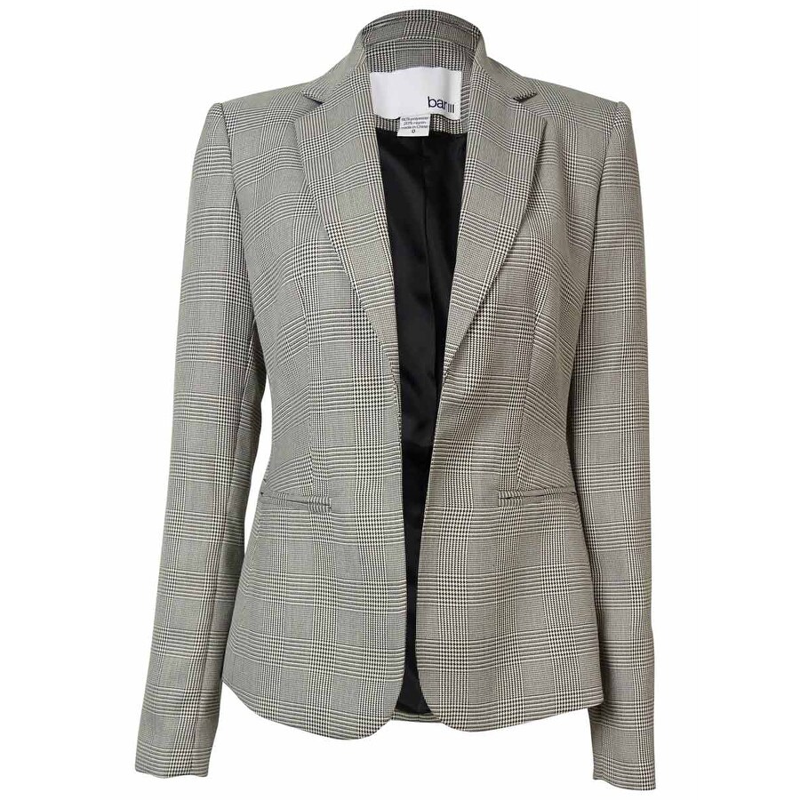 Shop Bar Iii Women S Plaid Open Front Blazer Overstock 23446683 White Black 0