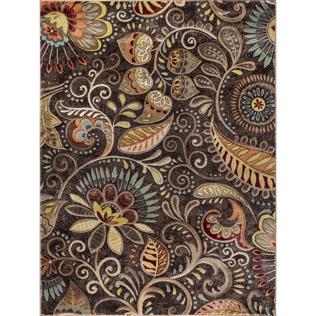Alise Rugs Caprice Transitional Floral Area Rug - 7'10 x 10'3 - Brown