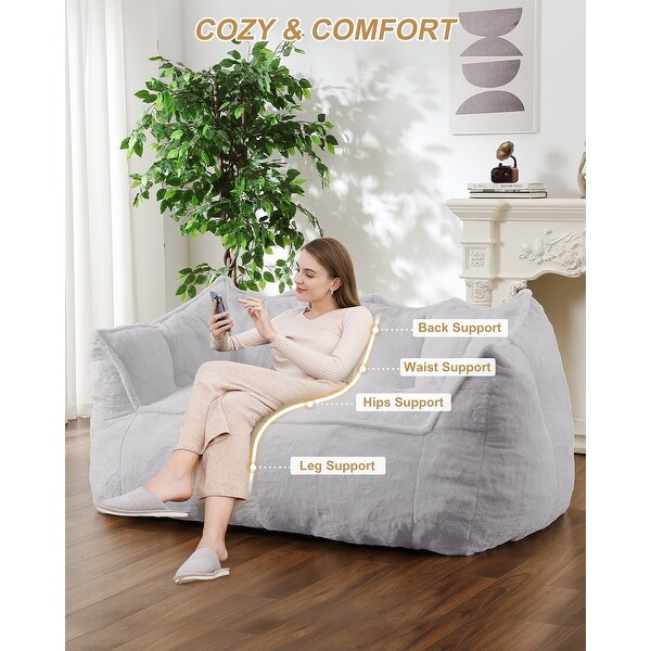 Large Oversized Bean Bag Sofa for Adults, Foam Filled Bean Bag
