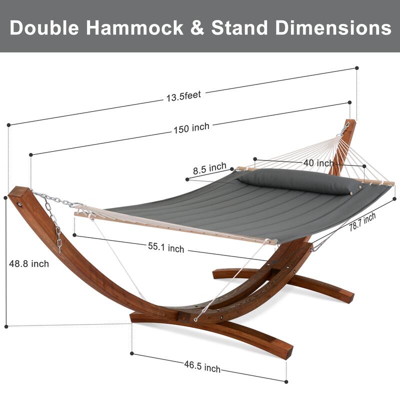 Double Spreader Bar Hammock With 13.5 ft. Wooden Stand - 162*55.1*48.8