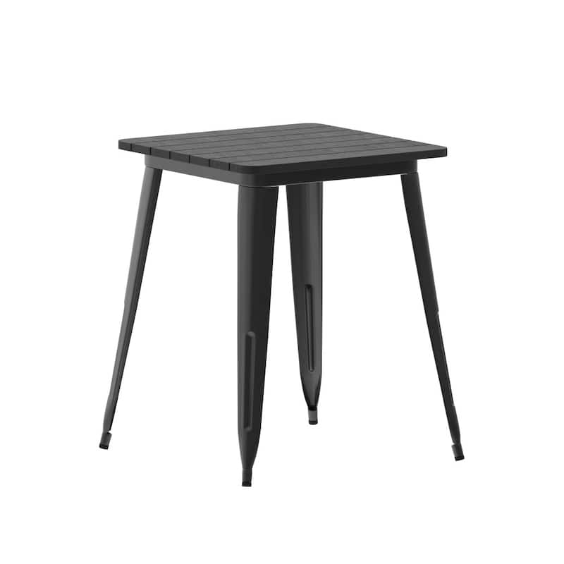 23.75" SQ Commercial Poly Resin Restaurant Table with Steel Frame - 23.5"W x 23.5"D x 30"H