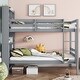preview thumbnail 3 of 2, Bookcase Headboard Bunk Bed with Safety Guardrails and Ladder, Convertible to 2 Beds, Twin Over Twin, Grey