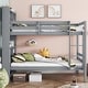 preview thumbnail 17 of 21, Twin Over Twin Bunk Bed with Bookcase Headboard, Guardrails and Ladder, Convertible to 2 Twin Beds with Shelves for Multi Childs