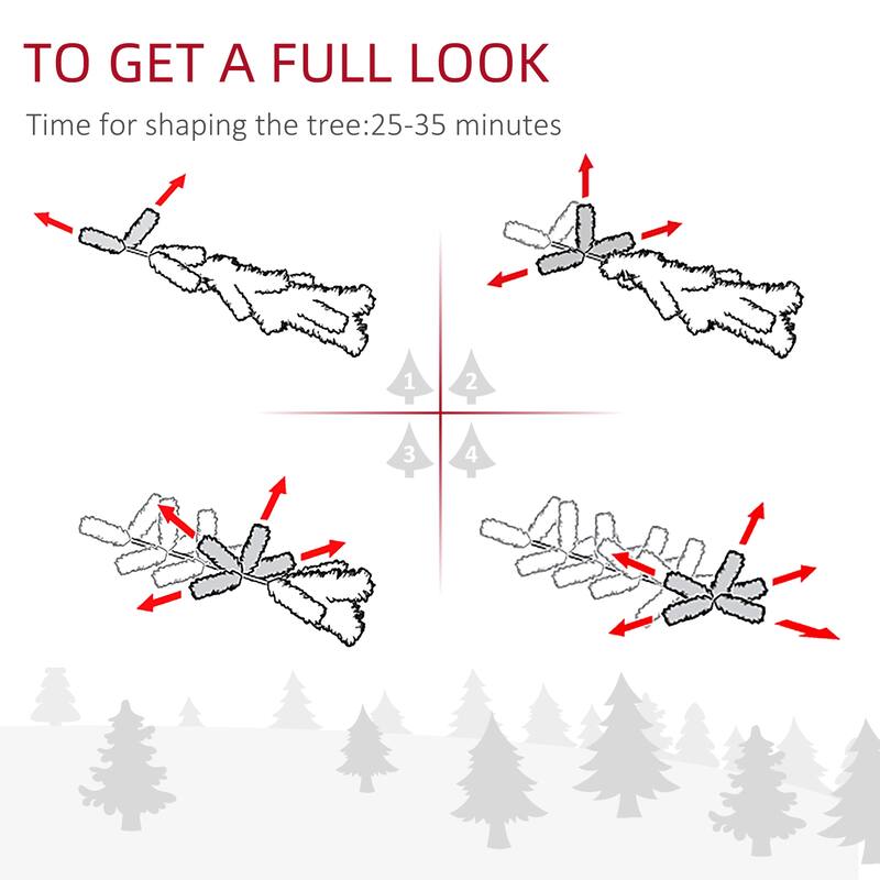 HOMCOM 6FT/7FT/9FT Slim Flocked Christmas Tree with Lights, Skinny Christmas Tree with Stand