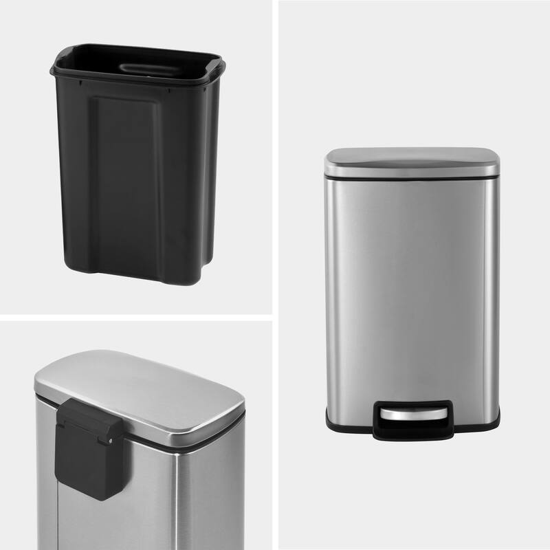 Innovaze 1.3 Gal./5 Liter Rectangular Stainless Steel Step-on Trash Can for Bathroom and Office