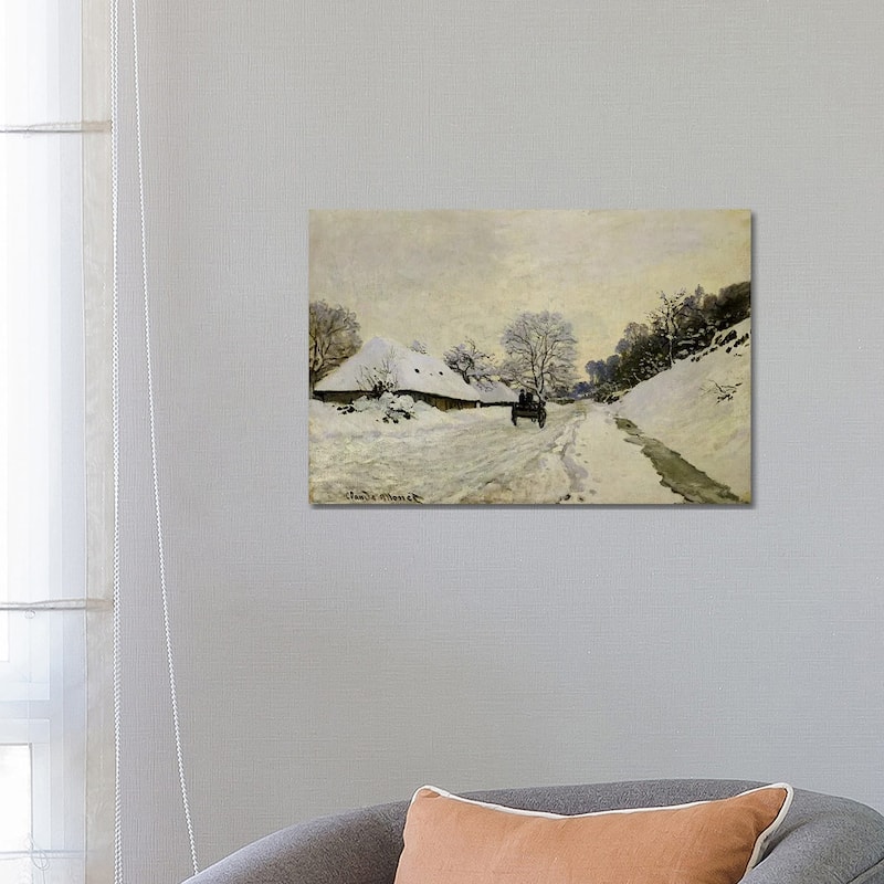 iCanvas "The Cart, or Road under Snow at Honfleur, 1865 " by Claude Monet Canvas Print - 18x26x1.5