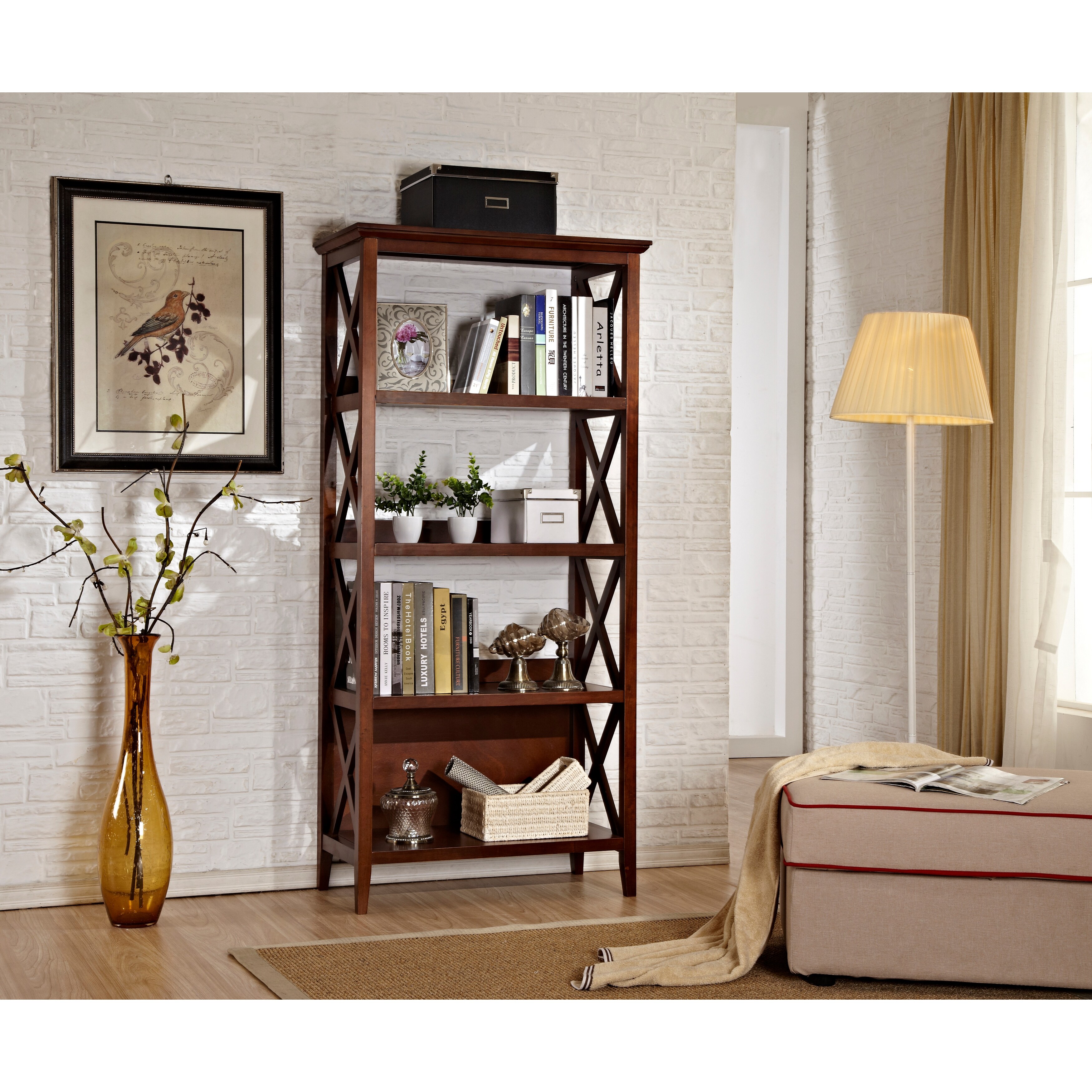 H-Shaped Bookcase, 5-Tier Bookshelf Storage Organizer Display Cube Bookcase  - Bed Bath & Beyond - 32649464