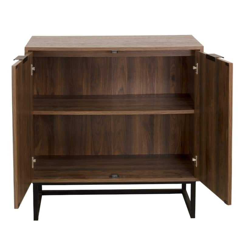 Nathan James Enloe Rustic Doors Metal Base Free Standing Modern Storage Cabinet for Entryway