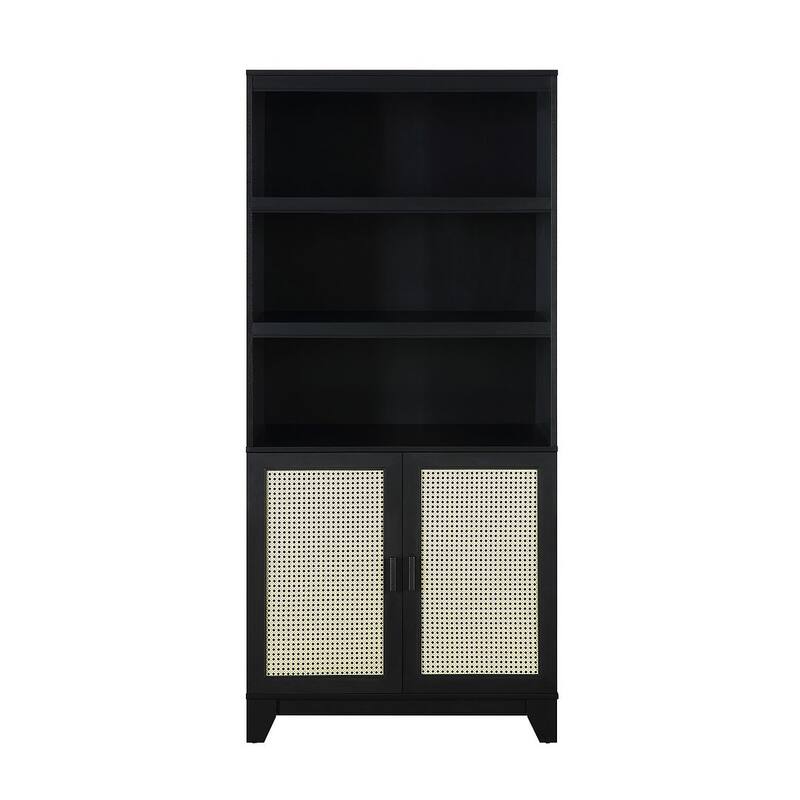 Manhattan Comfort Sheridan Modern Cane Adjustable Shelf Bookcase