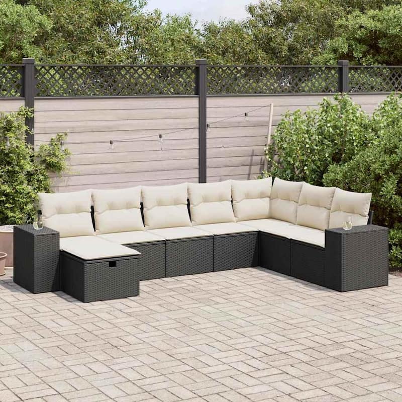 vidaXL Garden Sofa Set - Black and cream Large with storage - form1