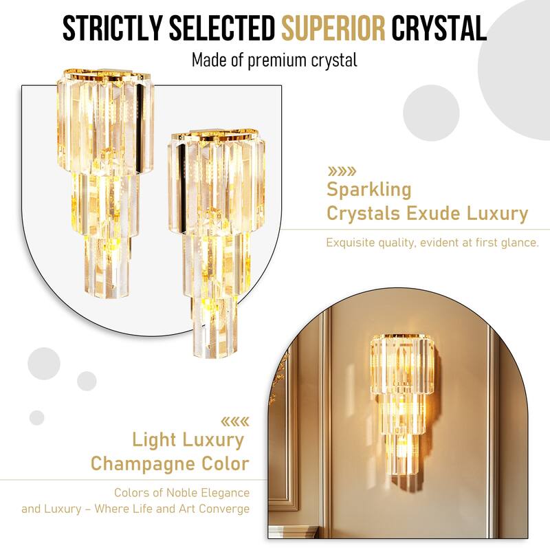 Modern Wall Sconce Contemporary Crystal Gold Bathroom Light Fixtures