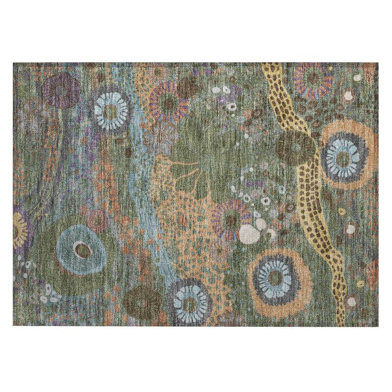 Machine Washable Indoor/ Outdoor Whimsy Floral Chantille Rug