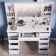 preview thumbnail 8 of 32, White/ Black Makeup Vanity with Lighted Mirror,Extra Large Vanity Desk with 9 Drawers,European Style Vanities