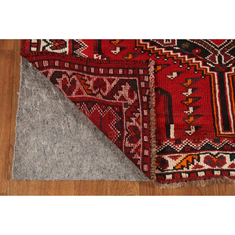Hand Knotted Oriental 100% Wool Carpet Traditional Tribal Red Shiraz Area Rug - 4' 10'' X 3' 7''