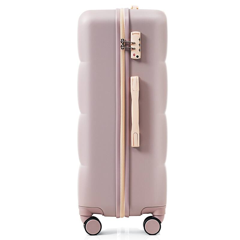 3-Piece, Modern Luggage Sets Hard Shell Luggage with Cup Holder and Spinner Wheels, for Boarding Travel, Brown