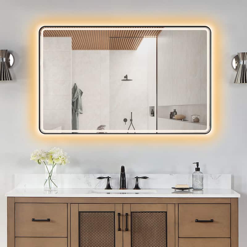Altair Viaggi Rectangle Framed LED Lighted Wall Mirror