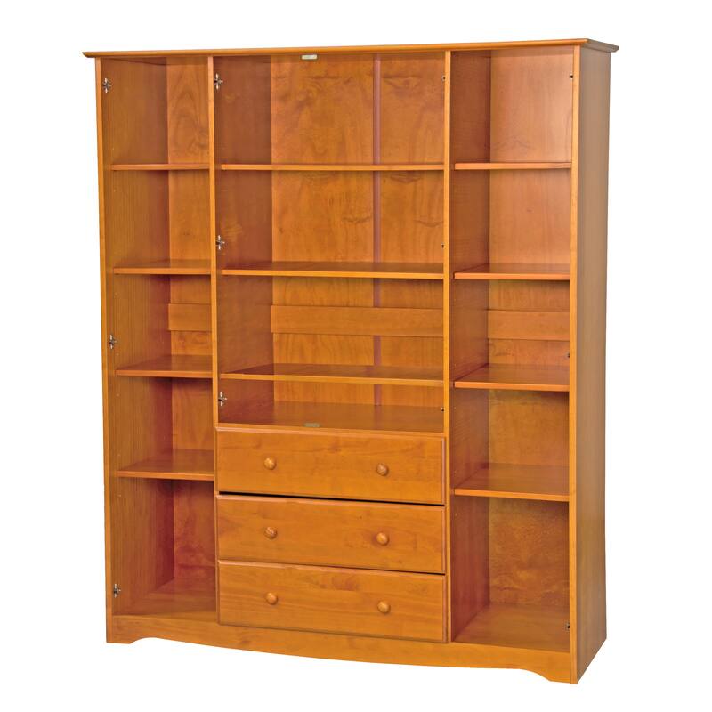 Palace Imports 100% Solid Wood Family Wardrobe Armoire (No Shelves Included)