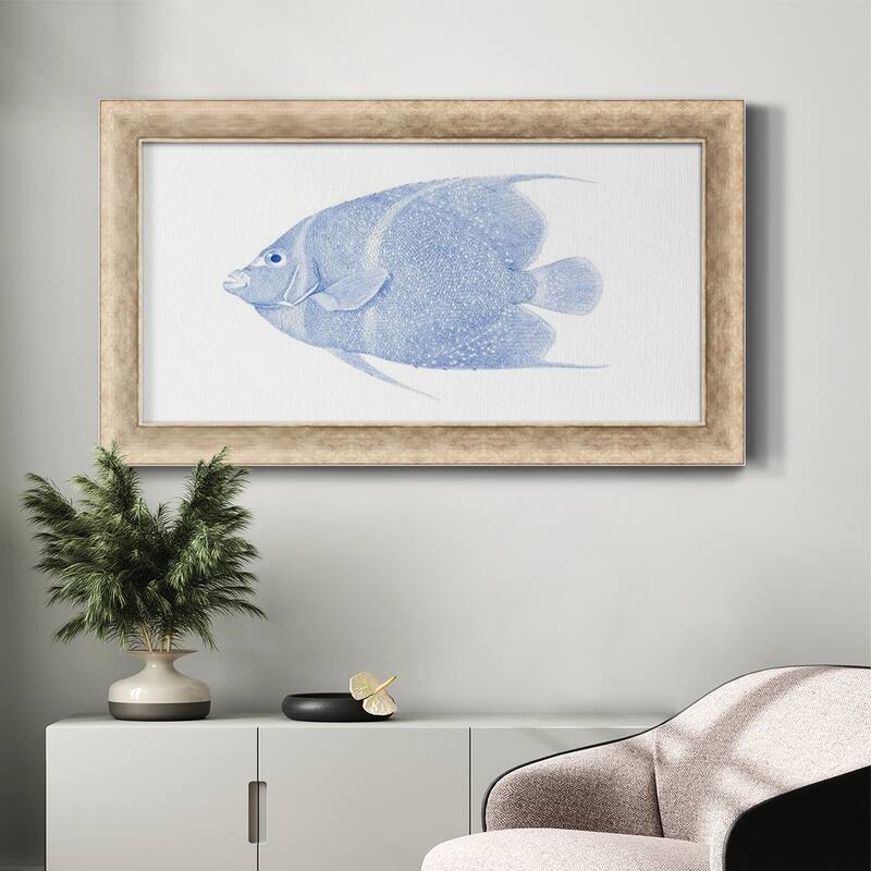 Blue & White Tropical Fish V Premium Framed Canvas- Ready to Hang