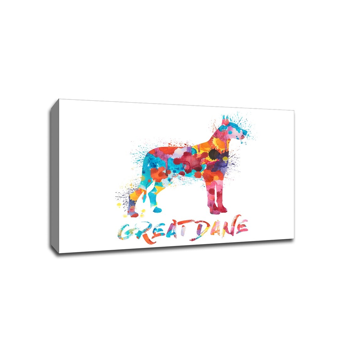 Shop Great Dane Dog And Cat Watercolor Splatter Art 30x20