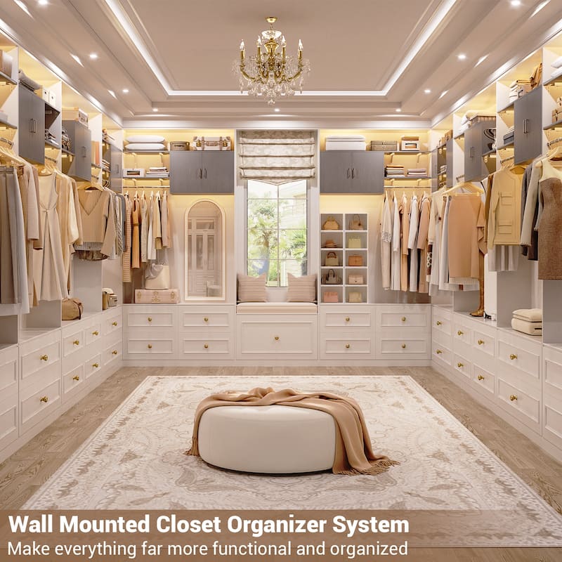 65''W Reversible Laundry Storage Cabinet with Doors and Storage Shelves and Shelf Towers