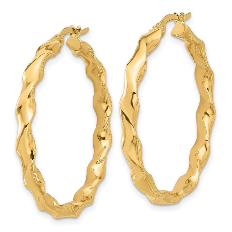 Curata 14k Yellow Gold Polished Twisted Hoop Earrings - 36.2x34.76mm
