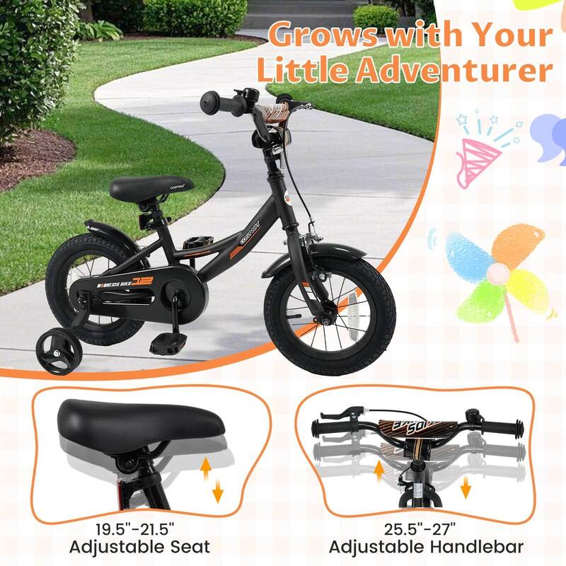 Costway 14" Kids Bike with Removable Training Wheels Adjustable Seat & - See Details