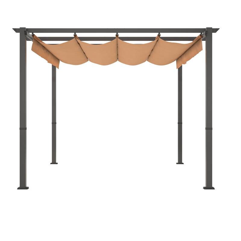 GDFStudio - Isabella Outdoor Aluminum Pergola with Retractable Canopy Shelter
