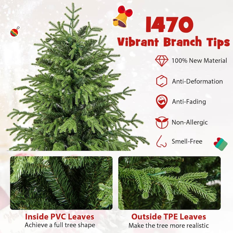 Costway 6/7/8 FT Artificial Christmas Tree with 270 LED Lights, 746 - See Details