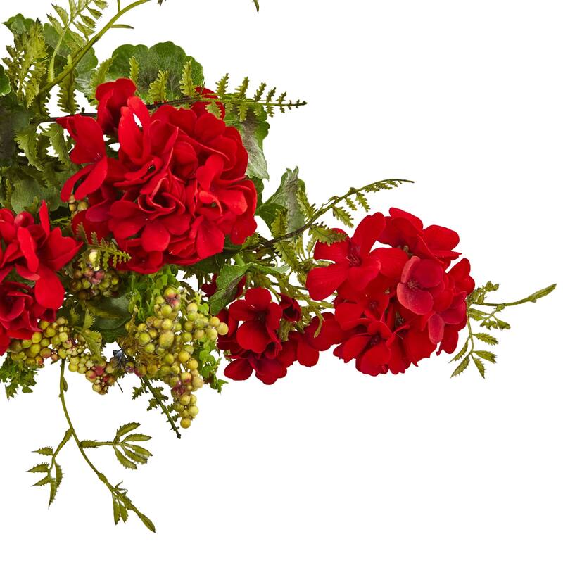 32" Geranium and Berry Artificial Christmas Swag, Unlit - Red