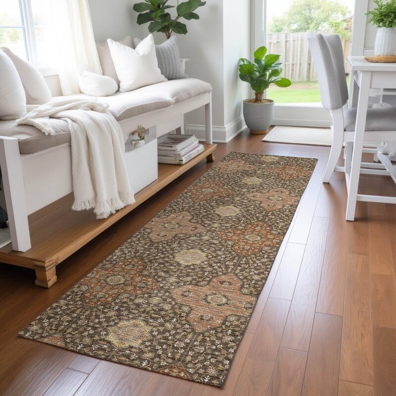 Machine Washable Indoor/ Outdoor Traditional Columbus Chantille Rug