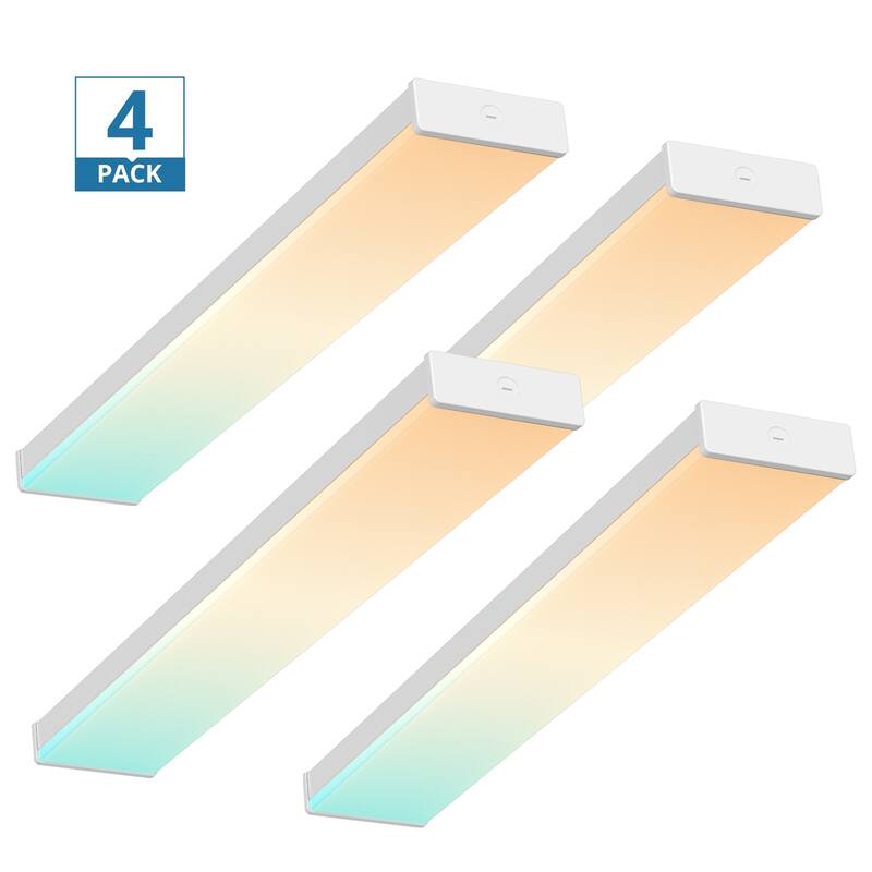 4 Pack 4FT LED Wraparound Light with 3 Wattages/3 Lumens/3 CCT Selectable, 55W/65W/75W, 5500lm/6500lm/7500lm, 3000K/4000K/5000K - White