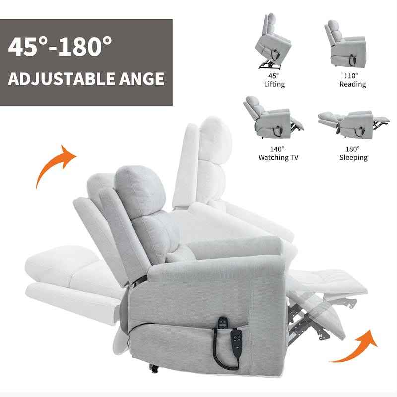 Roomfitters Dual Motor Power Lift Recliner 180 Flat Infinite Position Heat Massage Heavy Duty Leatherair Sofa