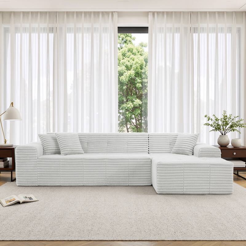 Free Combination Sectional Sofa Couch with L-Shape Chaise for Living Room - Light Grey