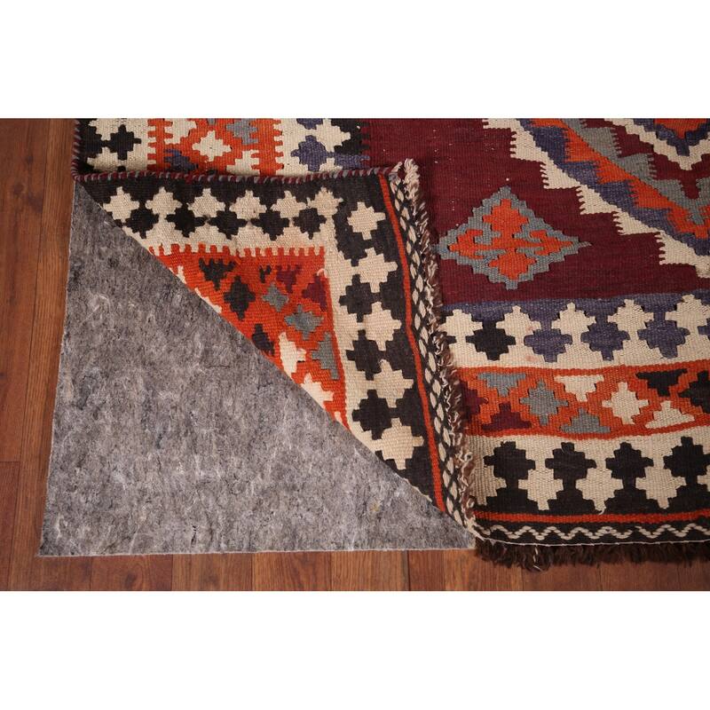 Geometric Kilim Qashqai Persian Area Rug Flatweave Wool Carpet - 5'1"x 7'3"