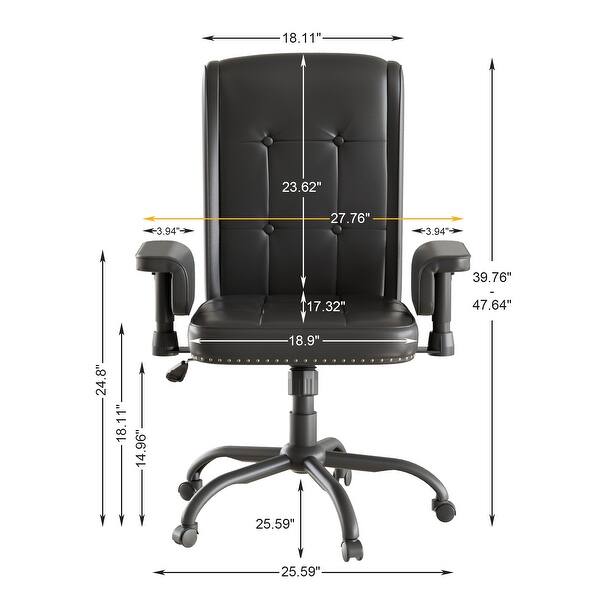 dimension image slide 1 of 2, Adjustable Desk Chair Executive Office Chair Computer Chair Ergonomic Mid Back with 360°Swivel, Home Office Desk Chair